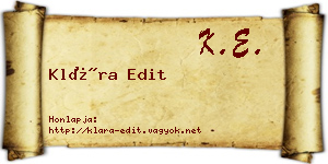 Klára Edit névjegykártya
